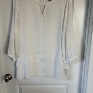 Chicos Women's White Layered V-Neck Blouse Size 3 Easter Blouse